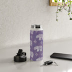 Elephants on Linen - Amethyst Water Bottle Gallery Image 4