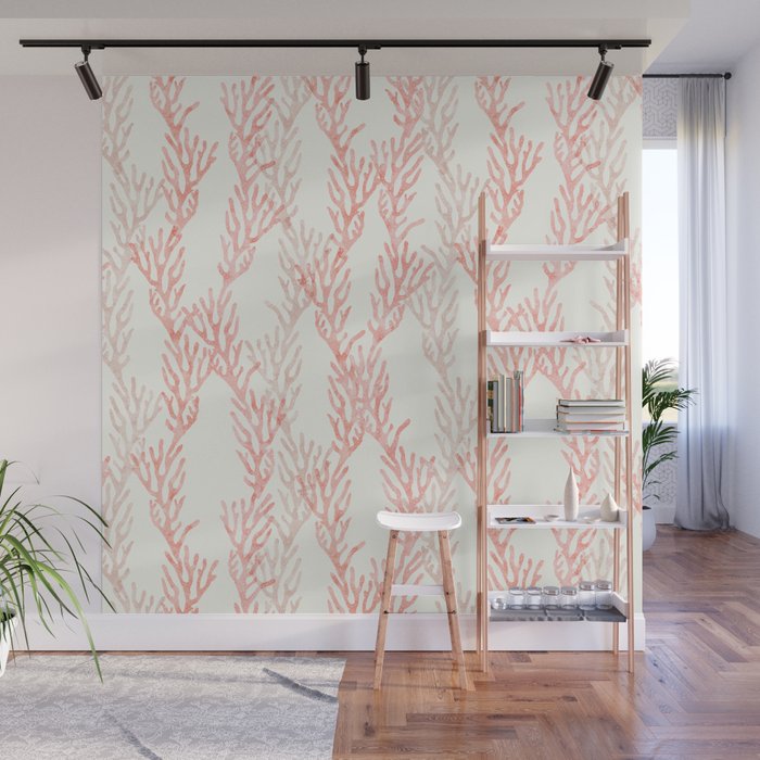 coral - warm pink Wall Mural Gallery Image 1