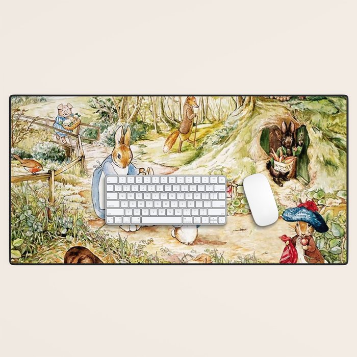 Peter Rabbitâs Neighbourhood by Beatrix Potter Desk Mat Gallery Image 1