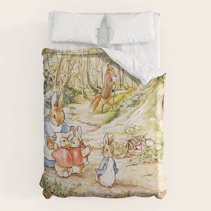 Peter Rabbitâs Neighbourhood by Beatrix Potter Duvet Cover Gallery Image 6