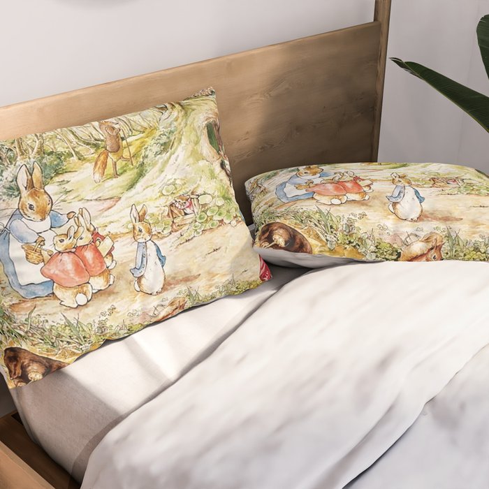 Peter Rabbitâs Neighbourhood by Beatrix Potter Pillow Sham Gallery Image 2