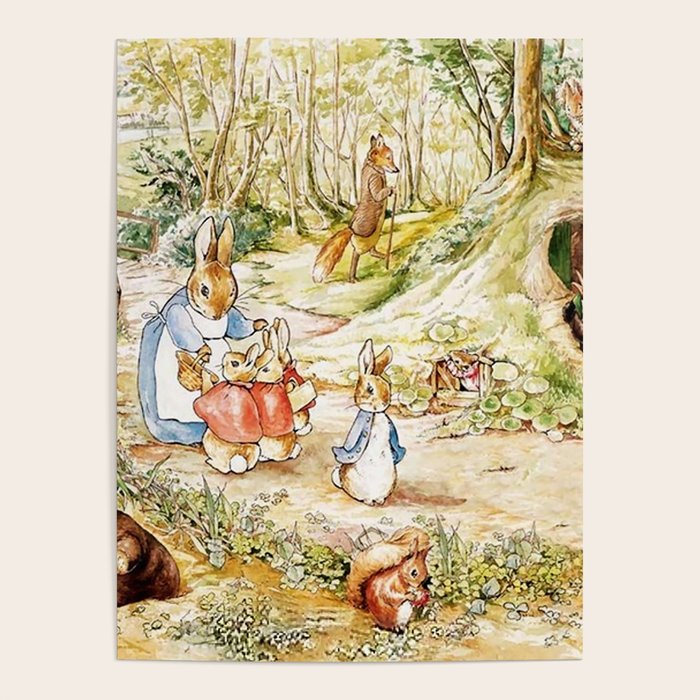 Peter Rabbitâs Neighbourhood by Beatrix Potter Poster Gallery Image 4