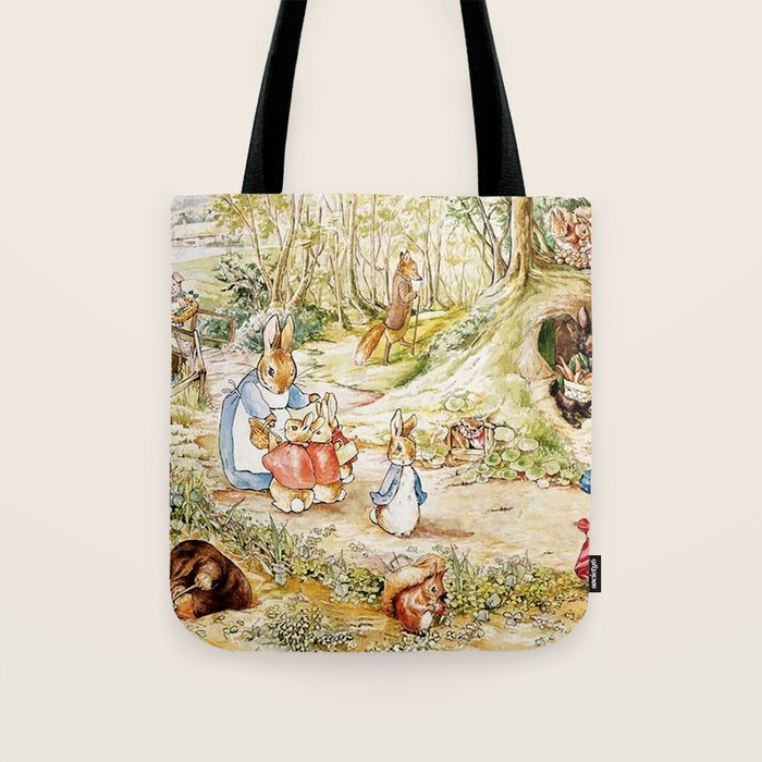 Peter Rabbitâs Neighbourhood by Beatrix Potter Tote Bag Gallery Image 1