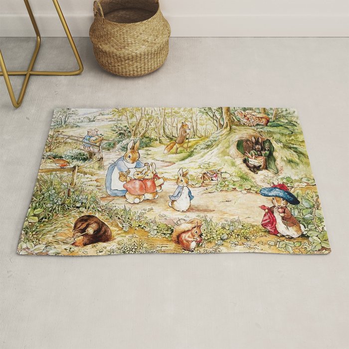 Peter Rabbitâs Neighbourhood by Beatrix Potter Rug Gallery Image 1
