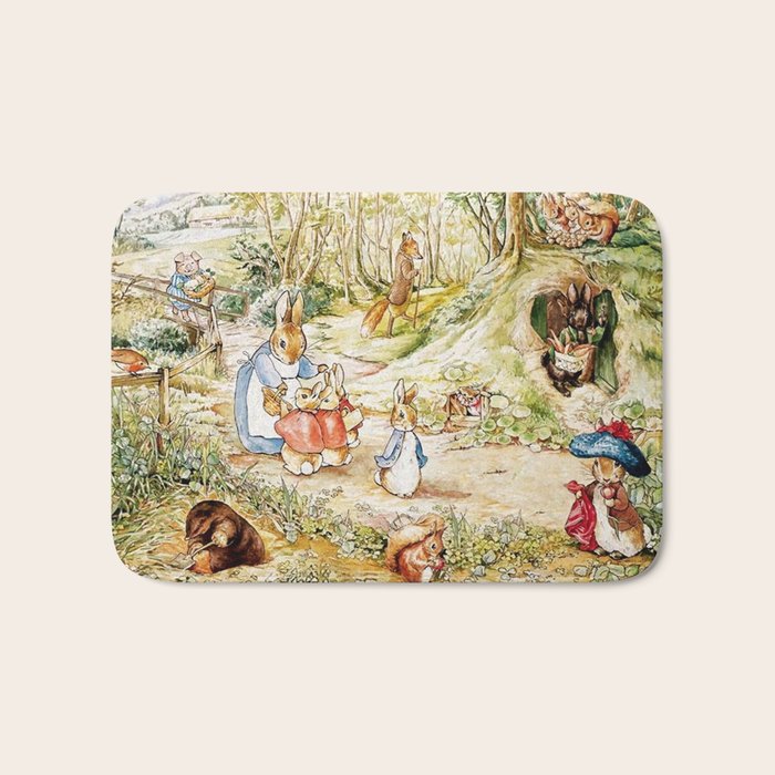 Peter Rabbitâs Neighbourhood by Beatrix Potter Bath Mat Gallery Image 1