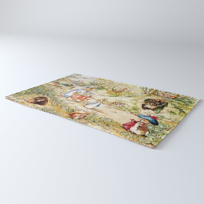 Peter Rabbitâs Neighbourhood by Beatrix Potter Rug Gallery Image 3
