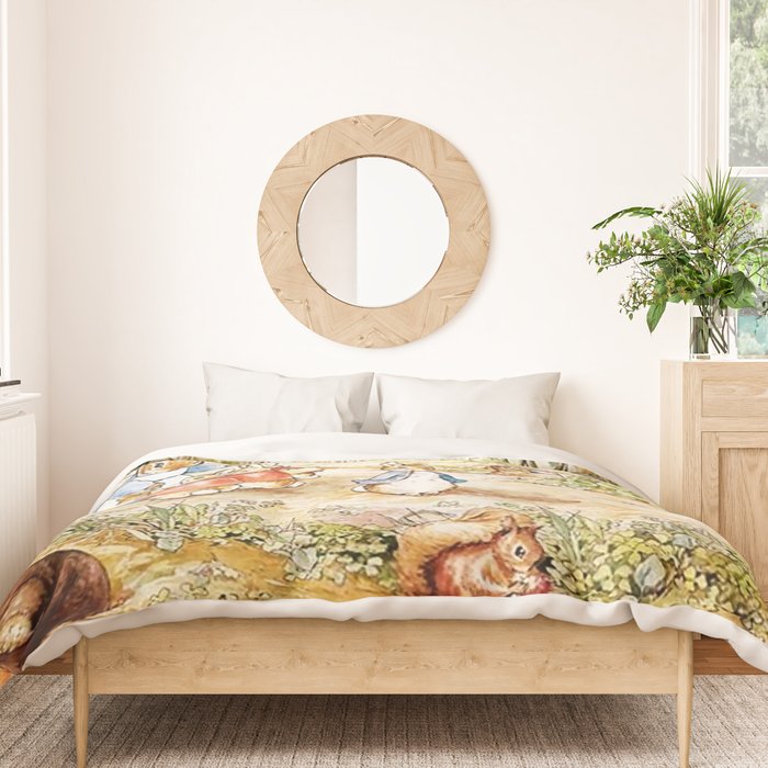 Peter Rabbitâs Neighbourhood by Beatrix Potter Duvet Cover Gallery Image 3