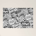 Black and White Modern Comic Book Superhero Pattern Color Colour Cartoon Lichtenstein Pop Art Welcome Mat Gallery Image 1