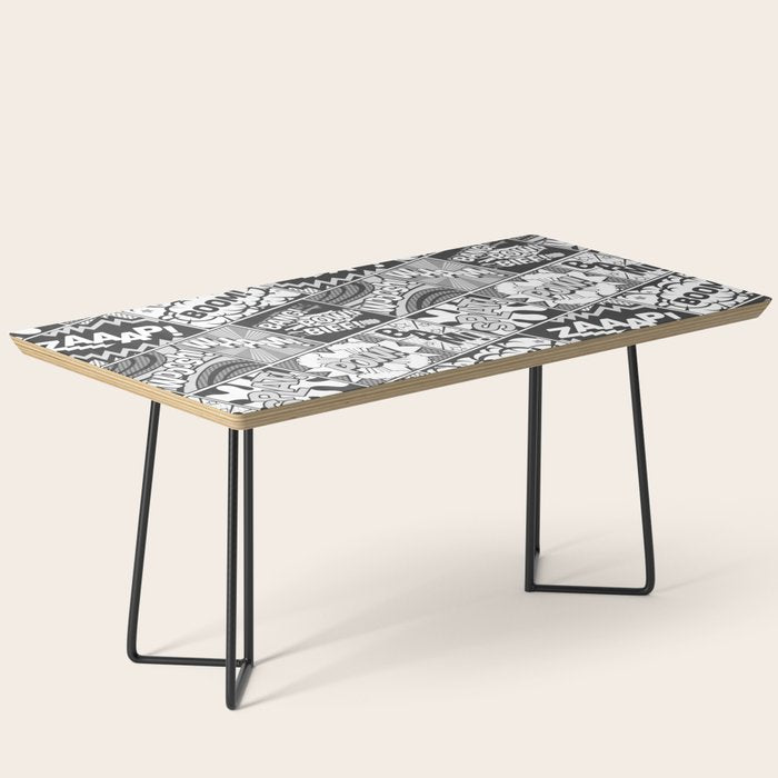 Black and White Modern Comic Book Superhero Pattern Color Colour Cartoon Lichtenstein Pop Art Coffee Table Gallery Image 1