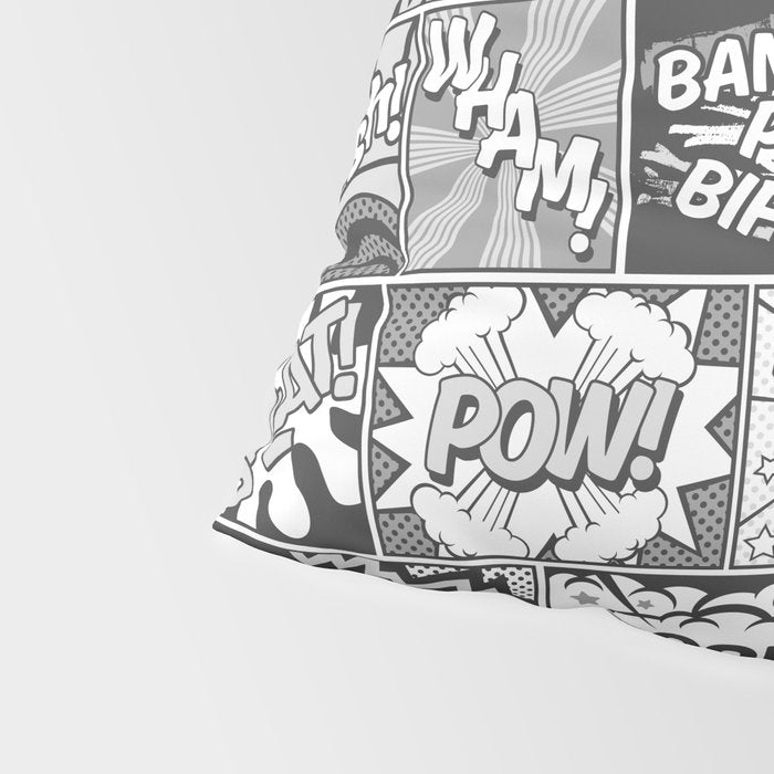Black and White Modern Comic Book Superhero Pattern Color Colour Cartoon Lichtenstein Pop Art Pillow Sham Gallery Image 4
