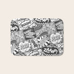 Black and White Modern Comic Book Superhero Pattern Color Colour Cartoon Lichtenstein Pop Art Bath Mat Gallery Image 1