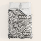 Black and White Modern Comic Book Superhero Pattern Color Colour Cartoon Lichtenstein Pop Art Duvet Cover Gallery Image 6