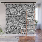 Black and White Modern Comic Book Superhero Pattern Color Colour Cartoon Lichtenstein Pop Art Wall Mural Gallery Image 1