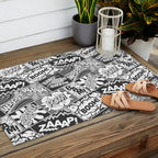 Black and White Modern Comic Book Superhero Pattern Color Colour Cartoon Lichtenstein Pop Art Outdoor Rug Gallery Image 2
