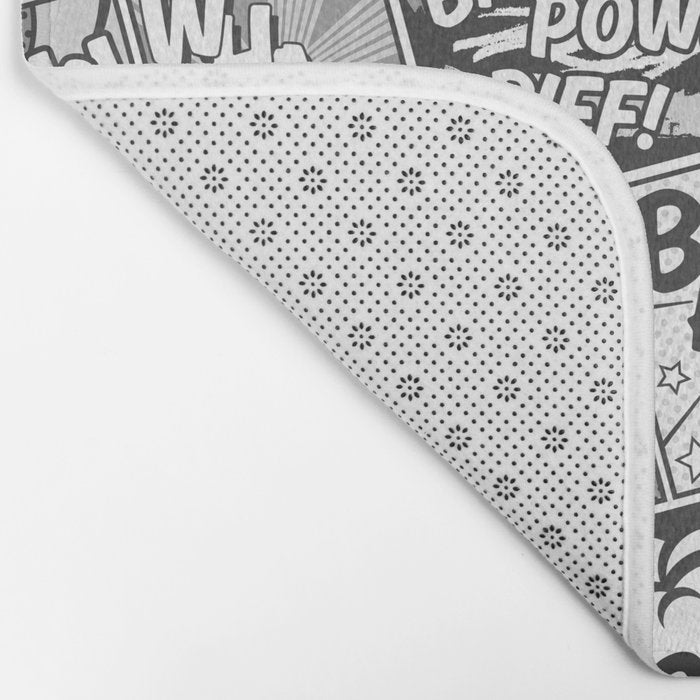 Black and White Modern Comic Book Superhero Pattern Color Colour Cartoon Lichtenstein Pop Art Bath Mat Gallery Image 2