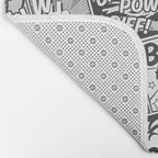 Black and White Modern Comic Book Superhero Pattern Color Colour Cartoon Lichtenstein Pop Art Bath Mat Gallery Image 2