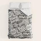 Black and White Modern Comic Book Superhero Pattern Color Colour Cartoon Lichtenstein Pop Art Comforter Gallery Image 6