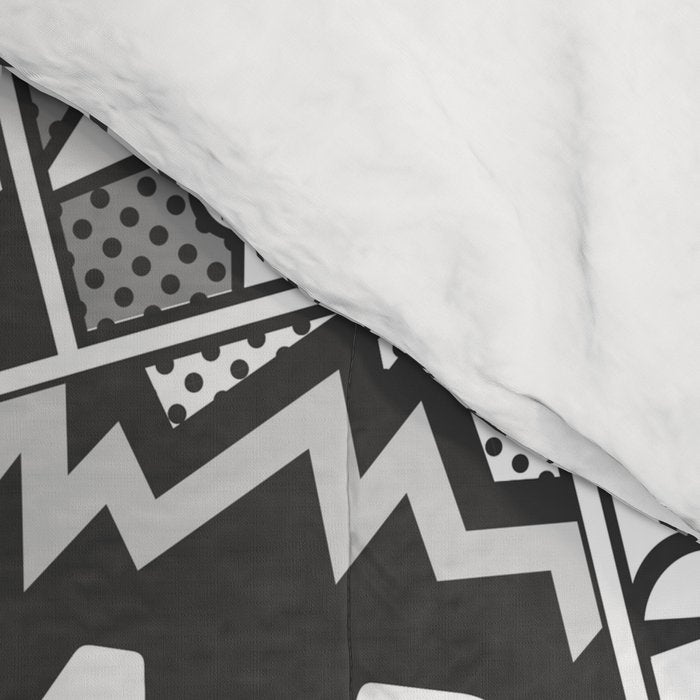Black and White Modern Comic Book Superhero Pattern Color Colour Cartoon Lichtenstein Pop Art Comforter Gallery Image 4