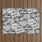 Black and White Modern Comic Book Superhero Pattern Color Colour Cartoon Lichtenstein Pop Art Outdoor Rug Gallery Image 1