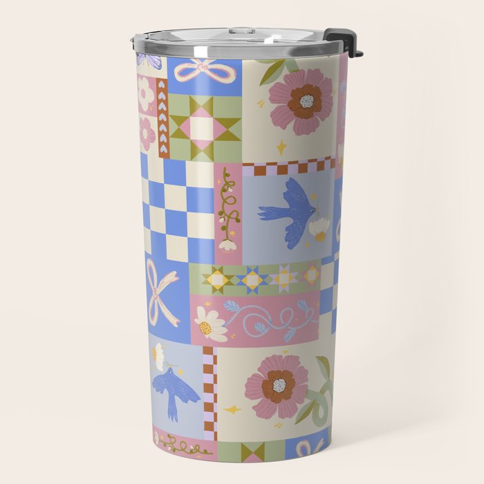 Whimsical Folk Garden Collage Travel Mug Gallery Image 2