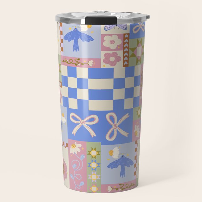 Whimsical Folk Garden Collage Travel Mug Gallery Image 1