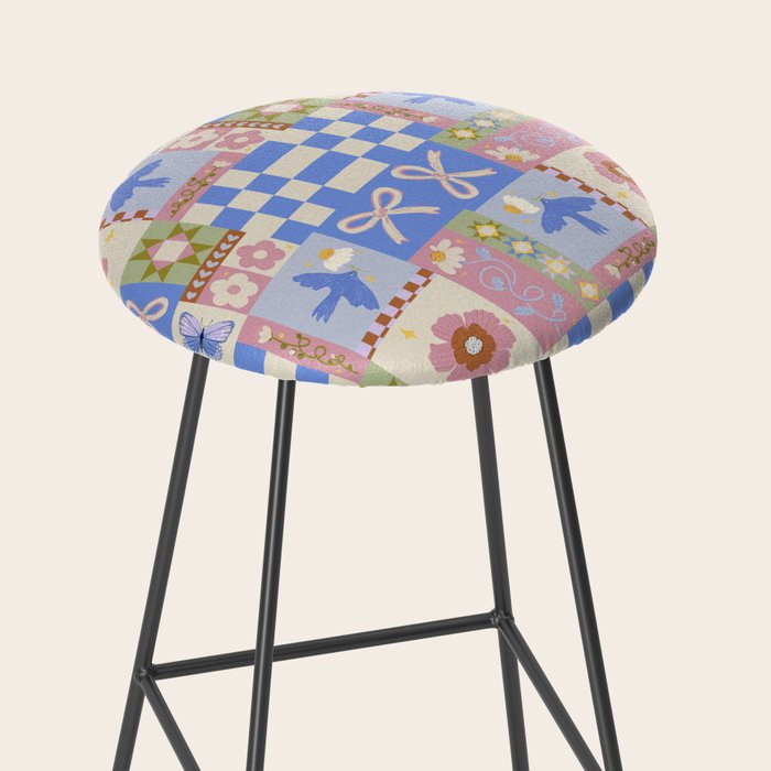 Whimsical Folk Garden Collage Stool Gallery Image 2