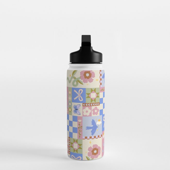 Whimsical Folk Garden Collage Water Bottle Gallery Image 3