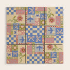 Whimsical Folk Garden Collage Wood Wall Art Gallery Image 1