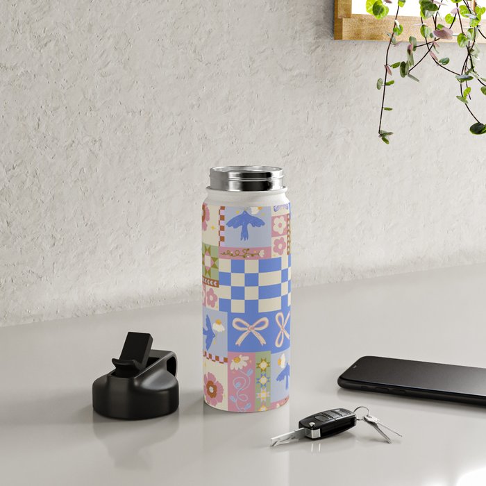 Whimsical Folk Garden Collage Water Bottle Gallery Image 4