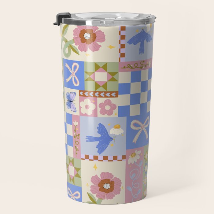 Whimsical Folk Garden Collage Travel Mug Gallery Image 3