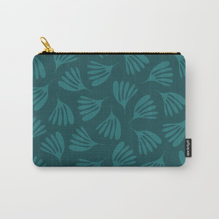 Green Teal Wispy Leaves Contemporary Abstract Botanical Pattern Carry All Pouch Gallery Image 1