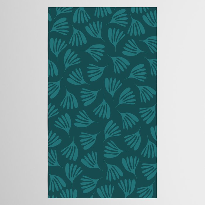 Green Teal Wispy Leaves Contemporary Abstract Botanical Pattern Tablecloth Gallery Image 2