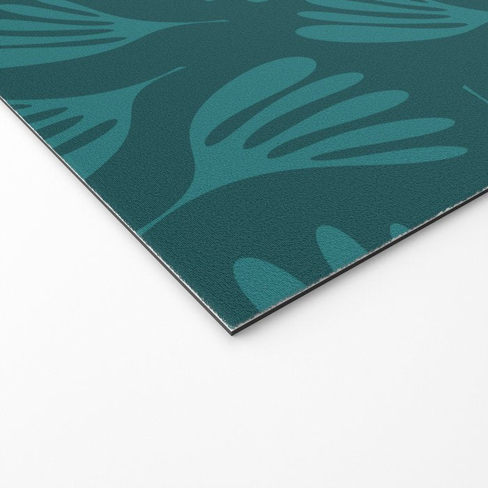 Green Teal Wispy Leaves Contemporary Abstract Botanical Pattern Welcome Mat Gallery Image 2