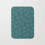 Green Teal Wispy Leaves Contemporary Abstract Botanical Pattern Bath Mat Gallery Image 1