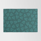 Green Teal Wispy Leaves Contemporary Abstract Botanical Pattern Rug Gallery Image 2