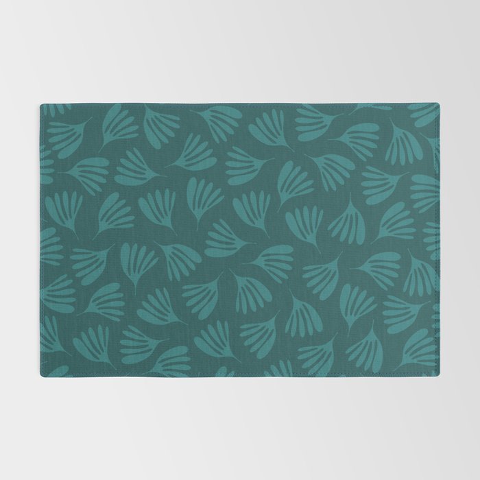 Green Teal Wispy Leaves Contemporary Abstract Botanical Pattern Rug Gallery Image 2