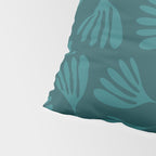 Green Teal Wispy Leaves Contemporary Abstract Botanical Pattern Pillow Sham Gallery Image 4
