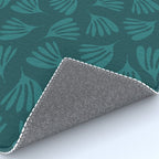 Green Teal Wispy Leaves Contemporary Abstract Botanical Pattern Rug Gallery Image 4