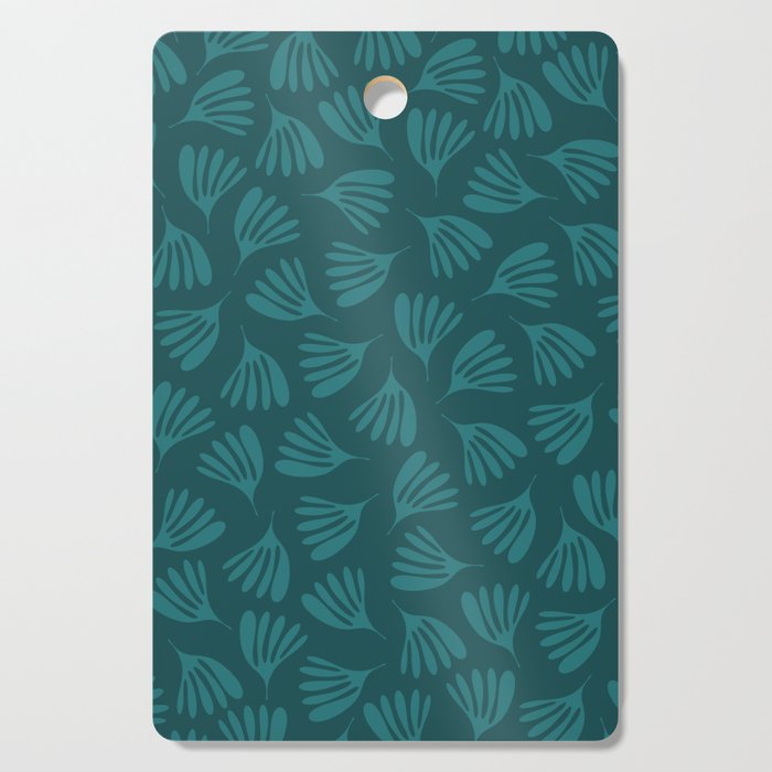 Green Teal Wispy Leaves Contemporary Abstract Botanical Pattern Cutting Board Gallery Image 1