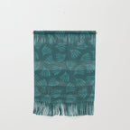 Green Teal Wispy Leaves Contemporary Abstract Botanical Pattern Wall Hanging Gallery Image 1