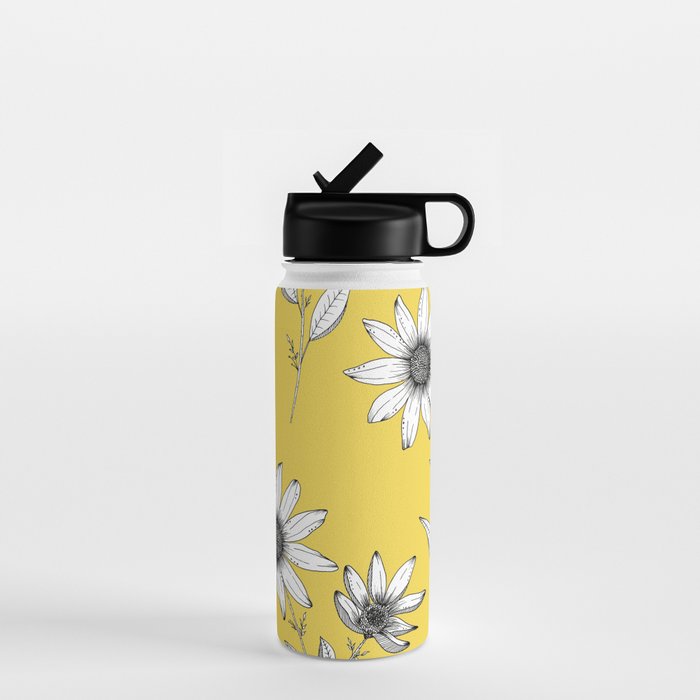 Wildflower line drawing | Botanical Art Water Bottle Gallery Image 1