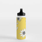 Wildflower line drawing | Botanical Art Water Bottle Gallery Image 3
