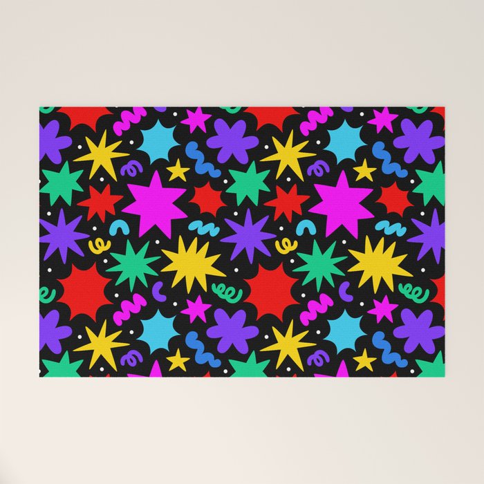 Colorful fun abstract star shape pattern Welcome Mat Gallery Image 1