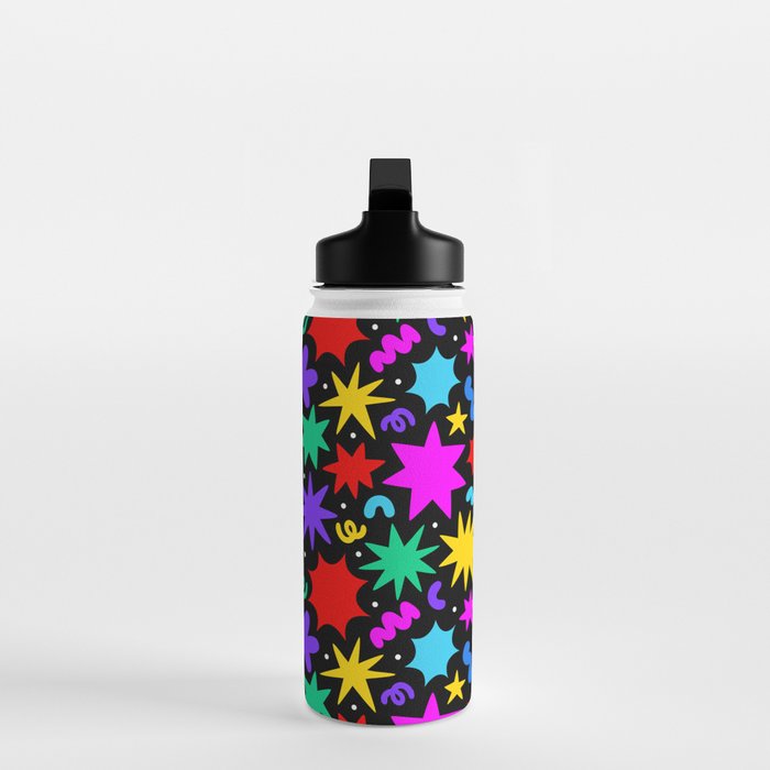 Colorful fun abstract star shape pattern Water Bottle Gallery Image 3