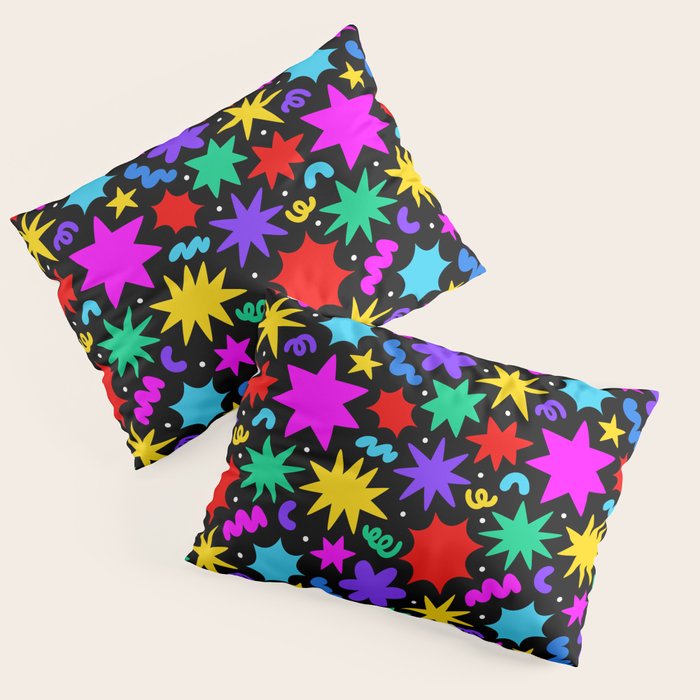 Colorful fun abstract star shape pattern Pillow Sham Gallery Image 3