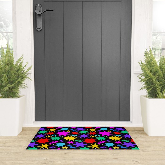 Colorful fun abstract star shape pattern Welcome Mat Gallery Image 3