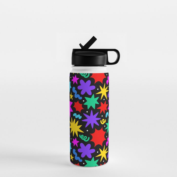 Colorful fun abstract star shape pattern Water Bottle Gallery Image 1