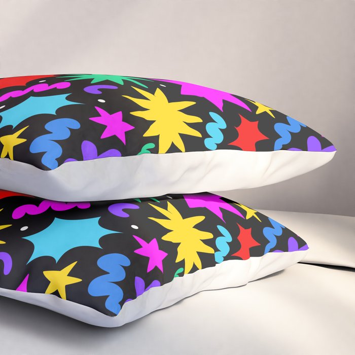 Colorful fun abstract star shape pattern Pillow Sham Gallery Image 3