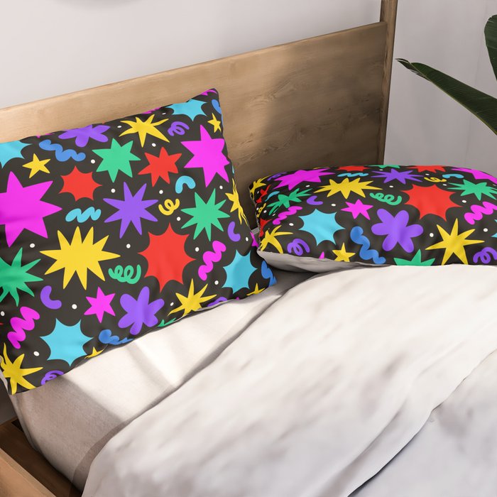 Colorful fun abstract star shape pattern Pillow Sham Gallery Image 2