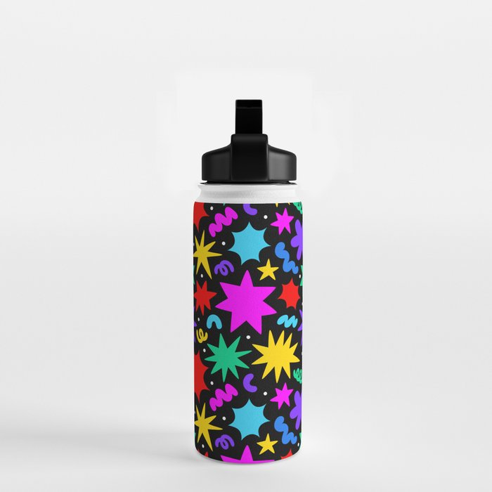 Colorful fun abstract star shape pattern Water Bottle Gallery Image 2